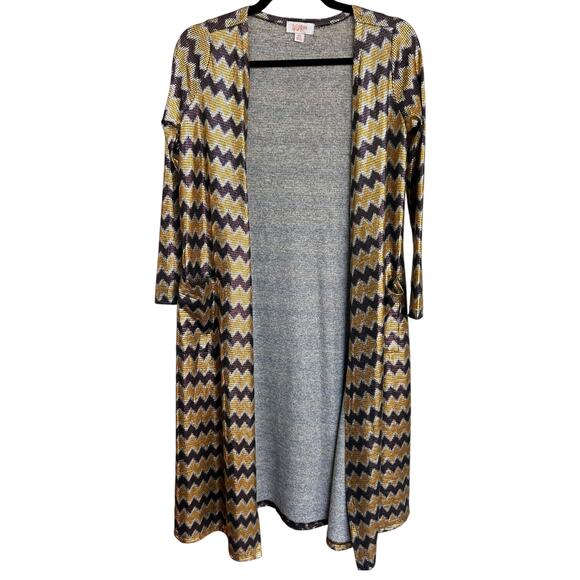 Lularoe Women's Sarah Elegant Collection Gold + Silver Chevron Duster Size XS - Picture 2 of 6
